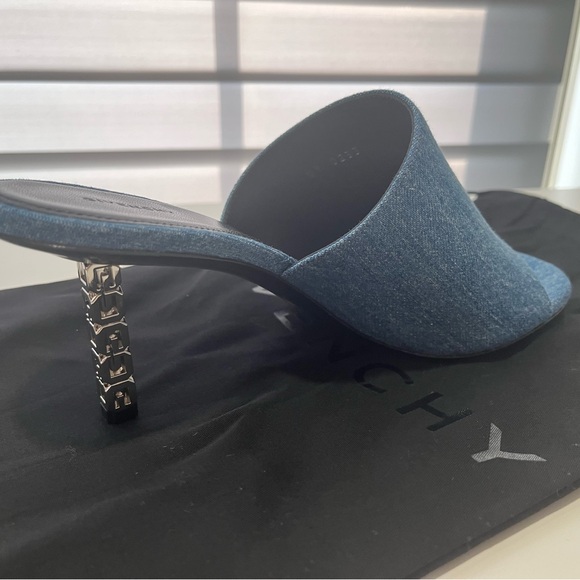 [New-Authentic] Givenchy G Cube Heel Mules - Medium Blue - Picture 4 of 12